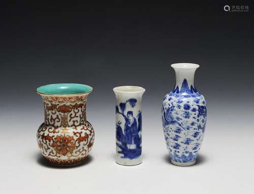 (3) Porcelain Vases, 19th-Early 20th Century