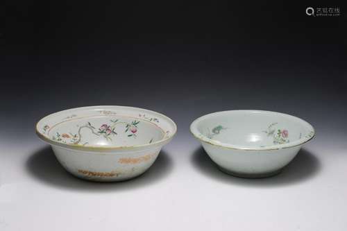 (2) 19th Century Chinese Wash Basins