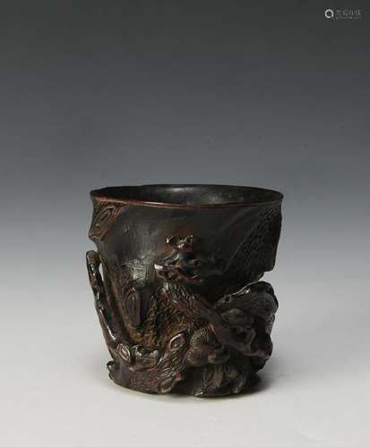 Carved Bamboo Libation Cup, 18th Century