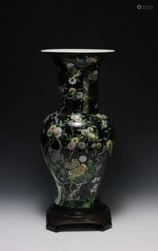 Chinese Famille Noire Gu Vase, Kangxi