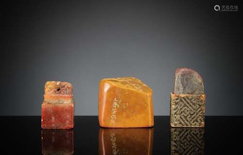 (3) Chinese Stone Seals, 19-20th Century