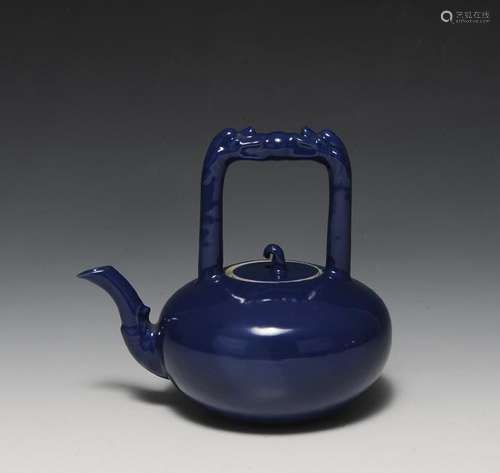 Chinese Blue Glazed Teapot, Qianlong Mark