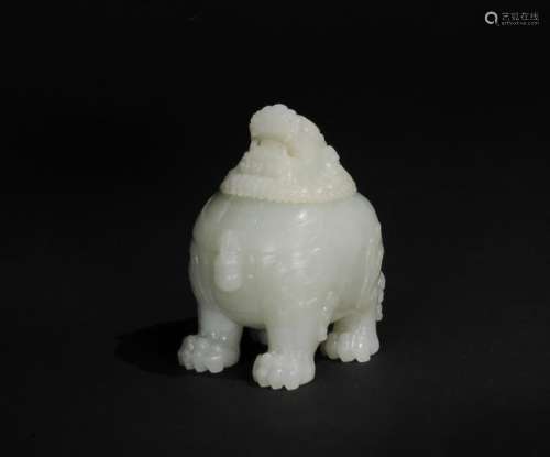 Carved White Jade Temple Dog