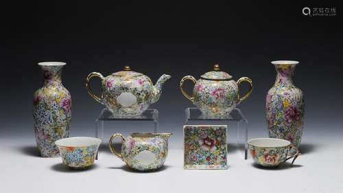 Group of 8 Milleflore Porcelains, Republic