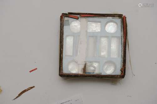 Box of Engraved Mother of Pearl Plaques, 19th Century