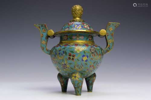 Chinese Lidded Cloisonne Censer, 19th Century