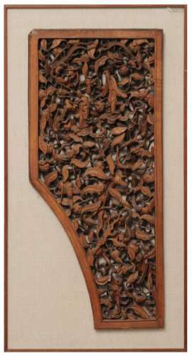 Chinese Huangyang Carved Wood Panel, 19th Century