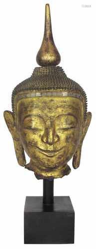 KOPF DES BUDDHA SHAKYAMUNI,BURMA, 19.JHH. 41 CM