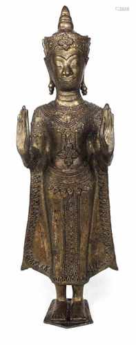 STEHENDER BUDDHA, BRONZE,17./18. JH.H. 41 CM