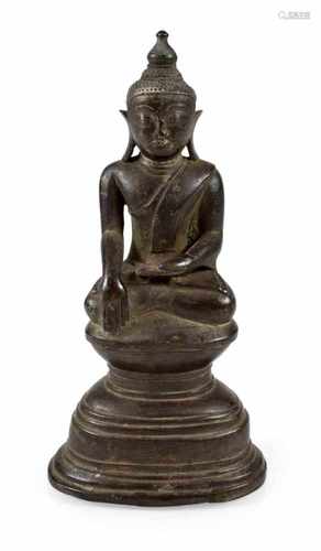 BRONZE DES BUDDHA SHAKYAMUNI,BURMA, SHAN-PERIODE, 18. JH.H. 23 CM