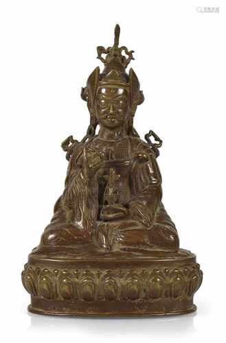 PADMASAMBHAVA AUF LOTOSSOCKEL,TIBETH. 23,8 CM