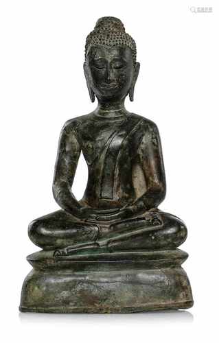 BRONZE DES BUDDHA SHAKYAMUNI,THAILAND, AYUTTHAYA, 17. JH.H. 28,5 CM