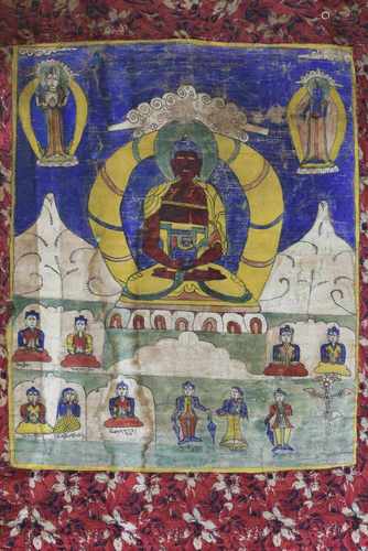 SECHS THANGKA,TIBET, 19./20. JH.