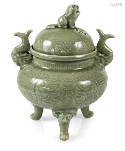 CELADON-WEIHRAUCHBRENNER,CHINA, QIANLONG-MARKEH. 24,5 CM