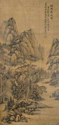 HERBSTLANDSCHAFT, CHINA,GESIEGELT, GERAHMT, CA. 18.JH.91 X 40,6 CM