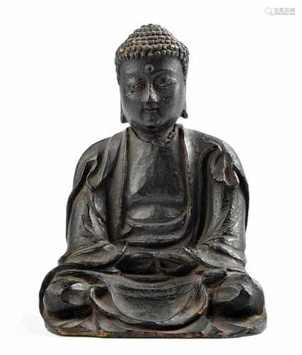 SKULPTUR DES BUDDHA AMIDA AUSHOLZ, JAPAN, EDO-PERIODEH. 17 CM