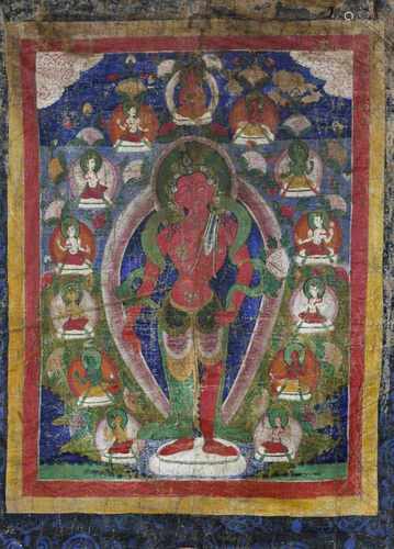 SECHS THANGKA,TIBET, 19./20. JH.