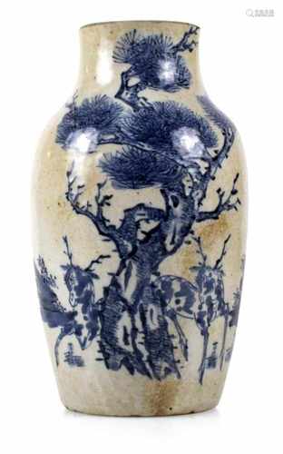 VASE, BLAU-WEISS, QILIN-DEKOR,CHINA, 19. JH.H. 32,4 CM