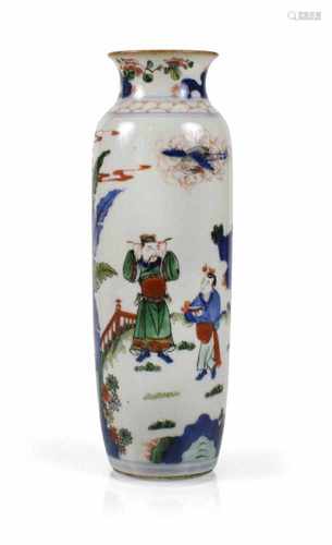 'WUCAI'-ROULEAU-VASE,PORZELLAN, CHINA, 17.JH.H. 25,2 CM