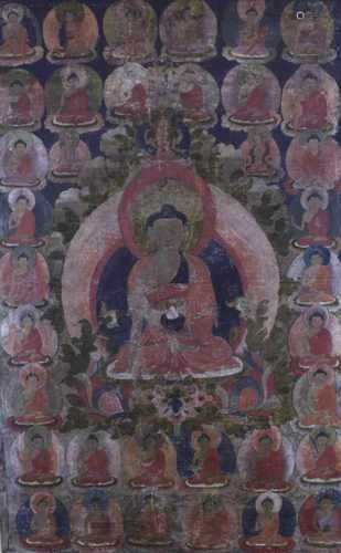 THANGKA, BUDDHA SHAKYAMUNI,TIBET, 19. JH.