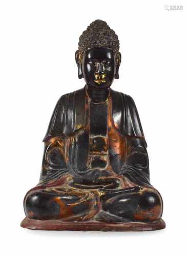 BUDDHA MIT LACKFASSUNG,VIETNAM, CA. 19. JH.H. 70 CM