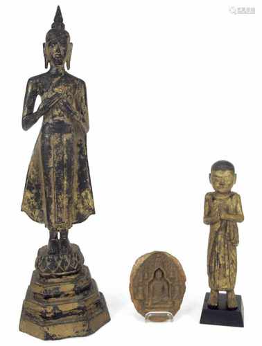 MÖNCH, BUDDHA, TERRAKOTTAREL-IEF,BURMA/THAILAND,U.A. 16.JH.H. 13,3/49 CM