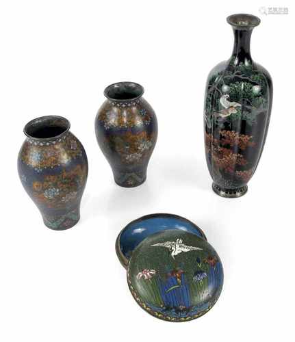 VIER CLOISONNE ARBEITEN,JAPAN, MEIJI-PERIODE