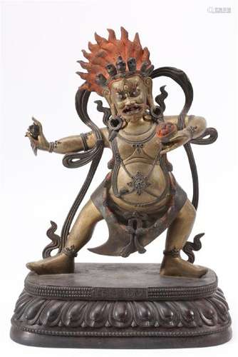 A GILT-BRONZE FIGURE OF MAHAKALA.QING DYNASTY