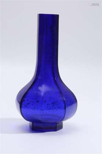 A BLUE GLASS VASE.MARK OF QIANLONG