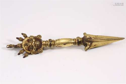 A GILT-BRONZE VAJRAKLA.ANTIQUE