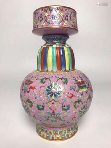 A CORAL-GROUND FAMILLE-ROSE PENBA.MARK OF QIANLONG