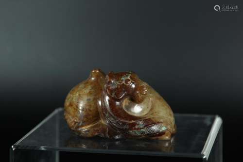 A CARVED JADE CAMEL .ANTIQUE