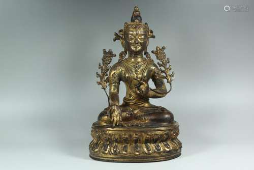 A GILT-BRONZE FIGURE OF TARA.QING DYNASTY