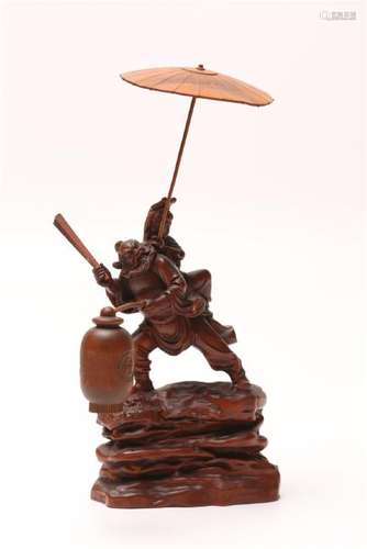 A CARVED HUANGYANGMU ZHONGKUI.ANTIQUE