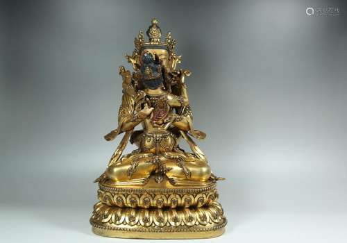 A GILT-BRONZE FIGURE OF CHAKRASAMVARA.MING DYNASTY