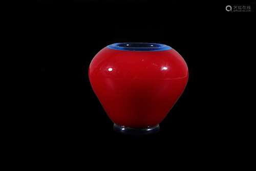 A RED CLASS WATERPOT.MARK OF QIANLONG