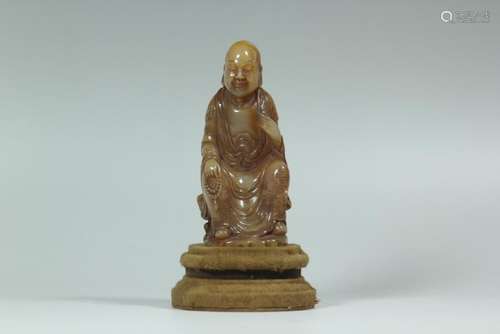 A SOAP STONE CARVING OF LUOHAN.ANTIQUE