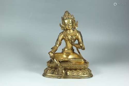 A GILT-BRONZE FIGURE OF TARA.QING DYNASTY