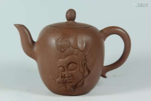 A YIXING TEAPOT AND COVER.ANTIQUE