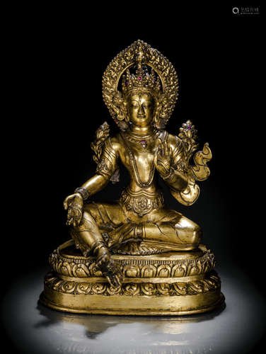 A GILT-BRONZE FIGURE OF SYAMATARA