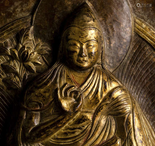 A SMALL BRONZE FIGURE OF STANDING BUDDHA