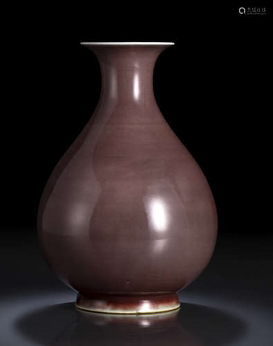 A COPPER-RED-GLAZED PEAR-SHAPED VASE