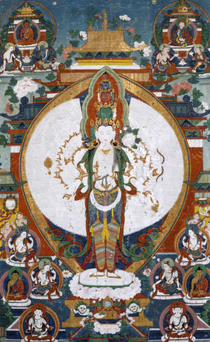 A THANGKA DEPICTING EKADASHALOKESHVARA