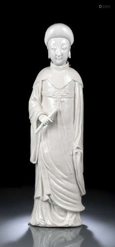 A LARGE STANDING DEHUA MODEL OF GUANYIN WITH MOVABLE HEAD