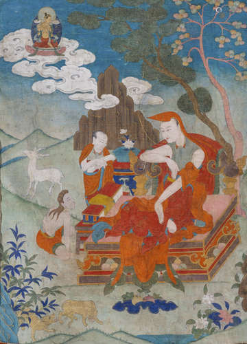 A FINE THANGKA DEPICTING A LAMA