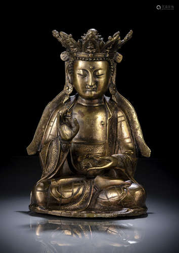 A GILT-BRONZE FIGURE OF GUANYIN