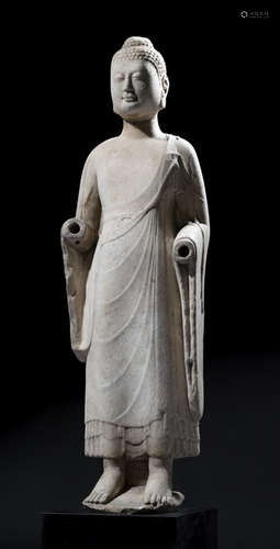 AN IMPORTANT MARBLE FIGURE OF BUDDHA SHAKYAMUNI