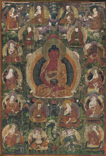 A THANGKA OF BUDDHA SHAKYAMUNI AND A THANGKA OF AMITHABA BUDDHA