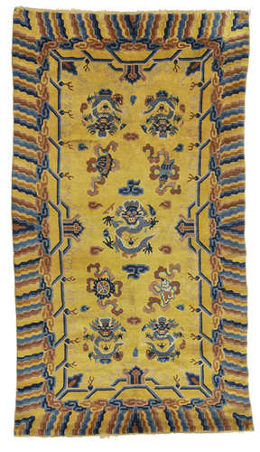 A PAIR OF YELLOW-GROUND DRAGON CARPETS