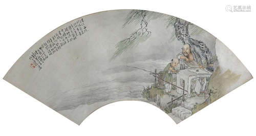 A GROUP OF SIX FAN PAINTINGS IN THY STYLE OF QIAN HUIAN (1833-19119